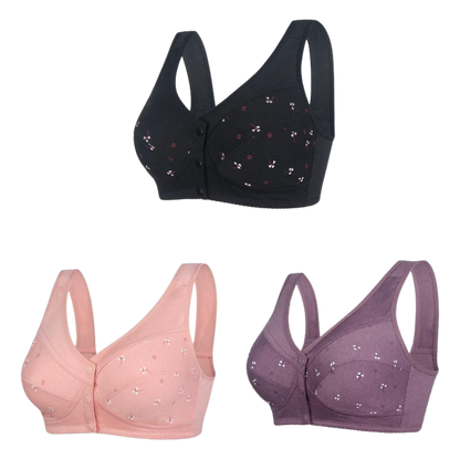 ✨【Cumpără 3 primești 3 gratis】💞[40-105kg]Sutien elegant din bumbac cu nasturi în față pentru femei de vârstă mijlocie🎉49% REDUCERE