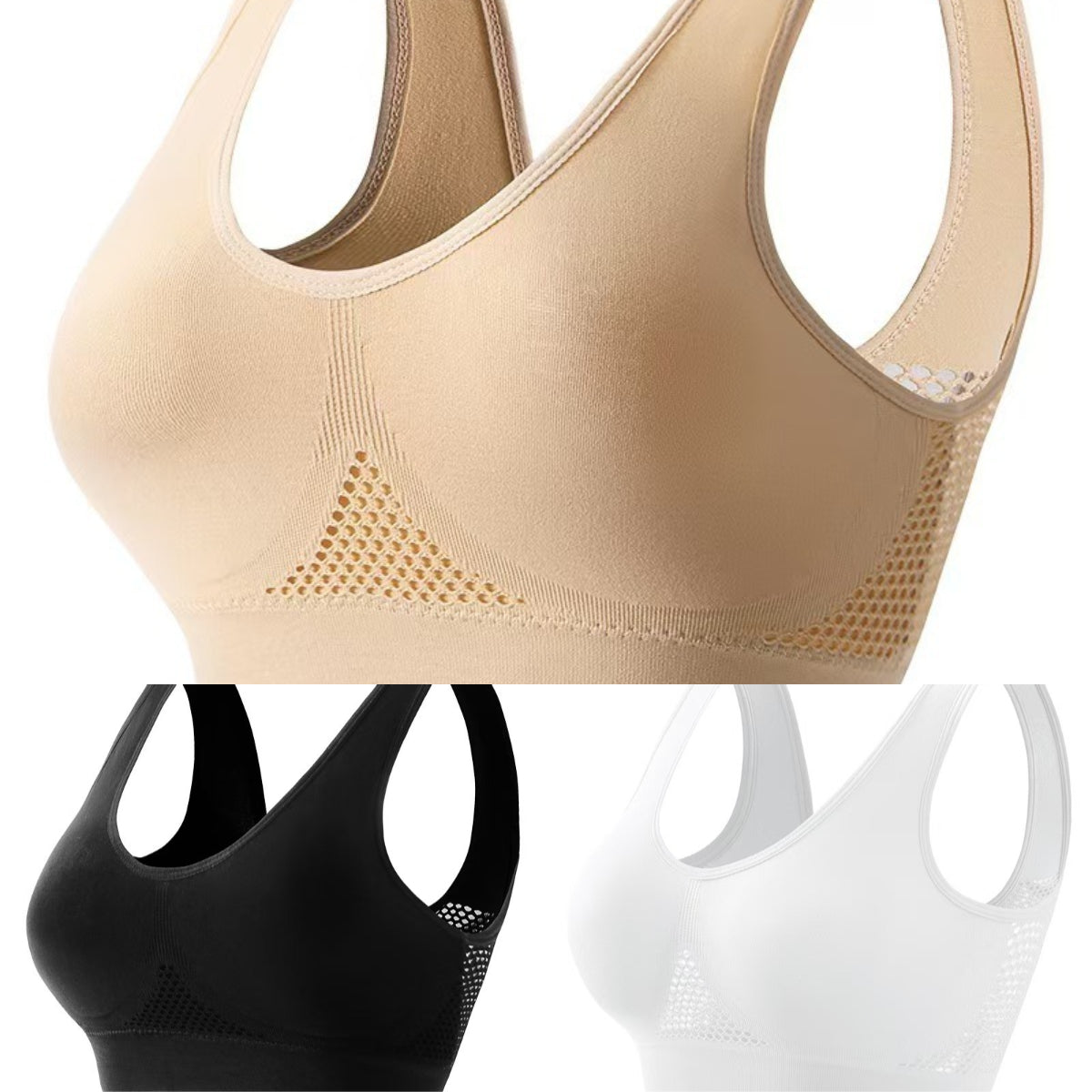 😍【Balenie 3 kusov】Bezšvová podprsenka pre plné veľkosti ❤️ Priedušná a chladivá 【40-120KG】