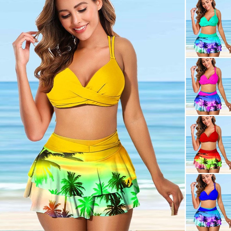 🔥👙【S-3XL】2025 stil nou, set de costume de baie sexy pentru bikini cu volane desfăcute imprimate