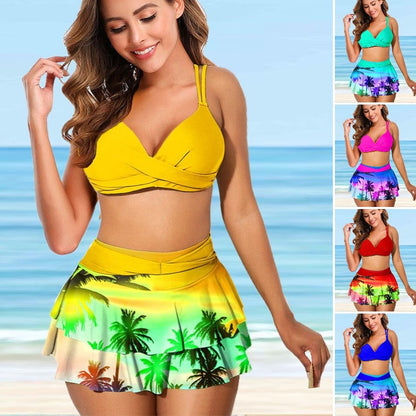 🔥👙【S-3XL】2025 stil nou, set de costume de baie sexy pentru bikini cu volane desfăcute imprimate