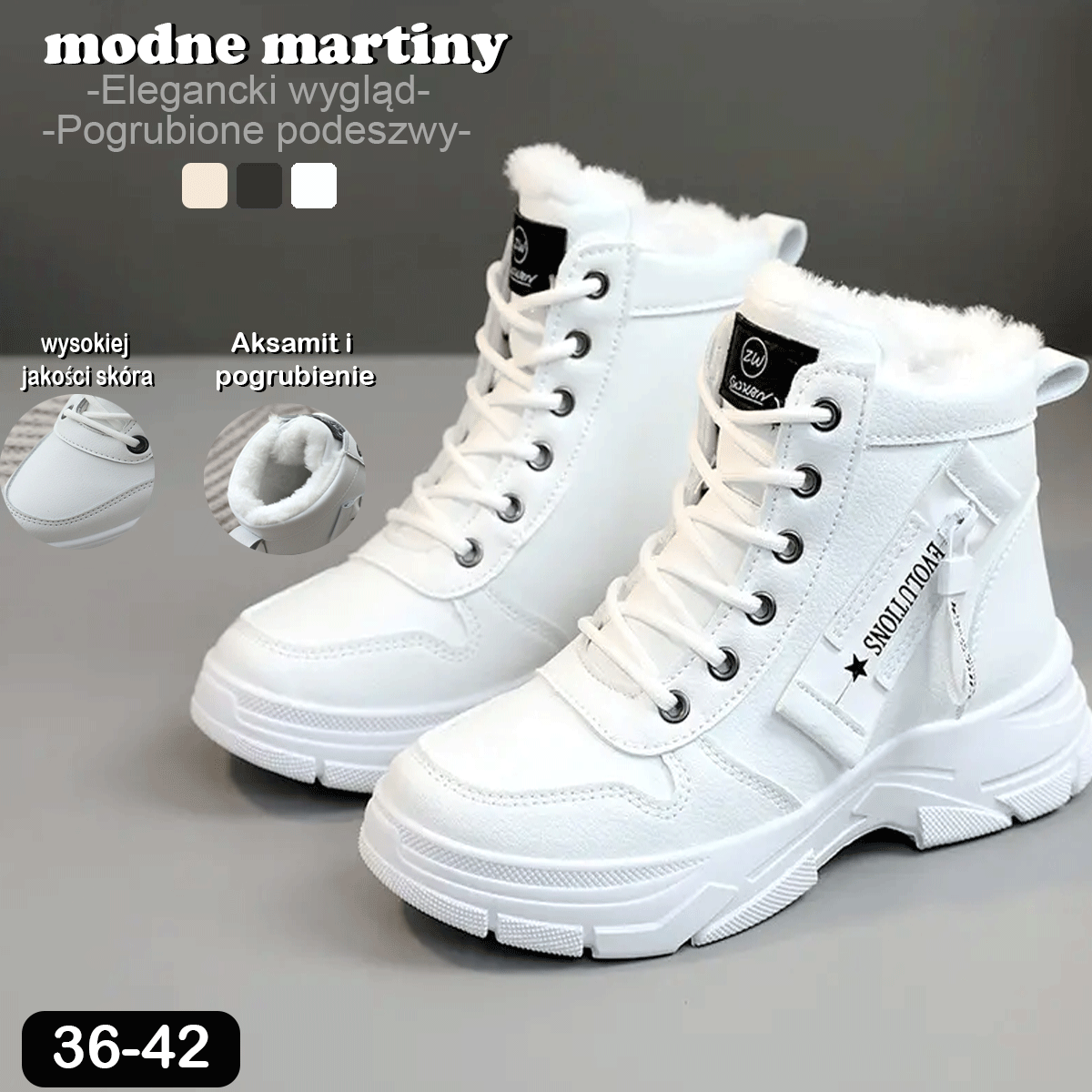 🔥【Połowa ceny】🥰【Rozmiary 35-45】Damskie zimowe buty śnieżne z bocznym zamkiem błyskawicznym