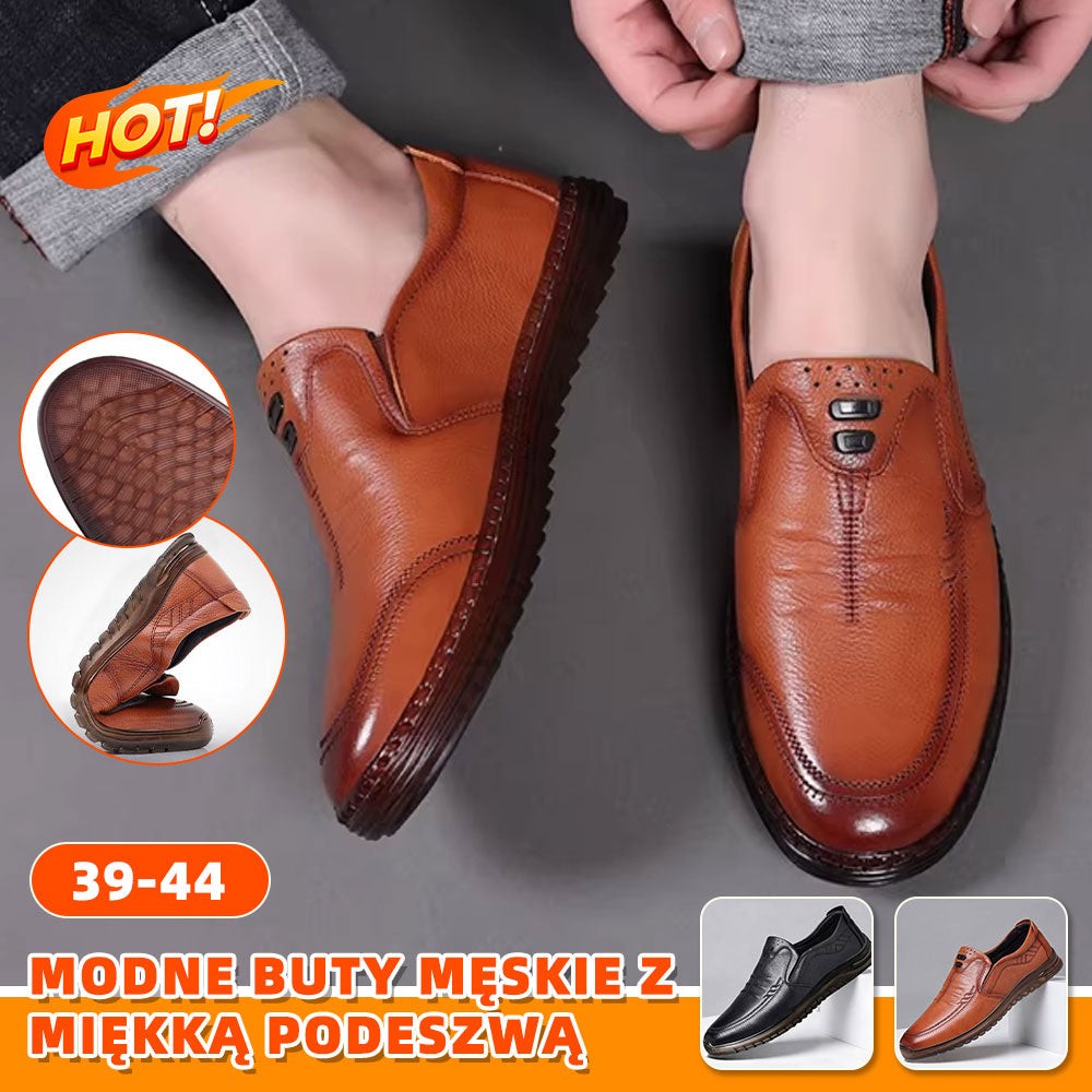 Nowe skórzane buty męskie, z miękką podeszwą, oddychające, skórzane buty codzienne