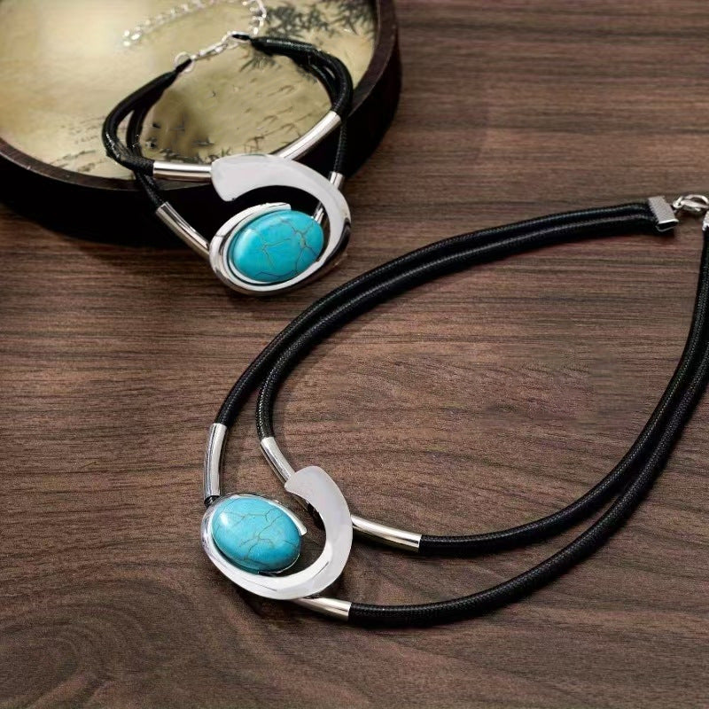 ✨🔥【Kup jeden, a drugi dostaniesz gratis】Zestaw naszyjnika i bransoletki w stylu boho z kamieniami szlachetnymi