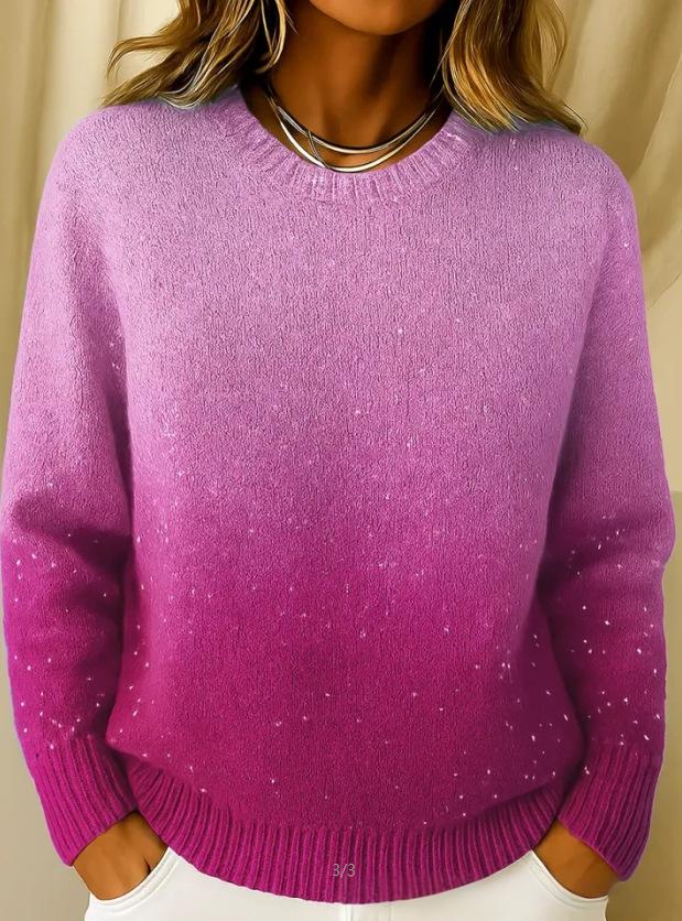 🔥【XS-5XL】Pleteni pulover z okroglim izrezom in gradientnim vzorcem ter motivom zvezdnatega neba