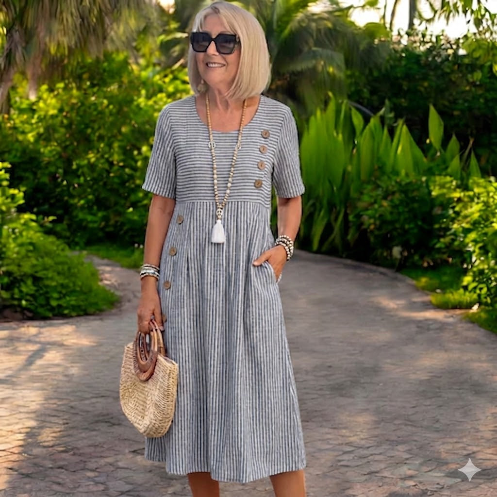 Julia – Vestido midi a rayas ligero y vaporoso