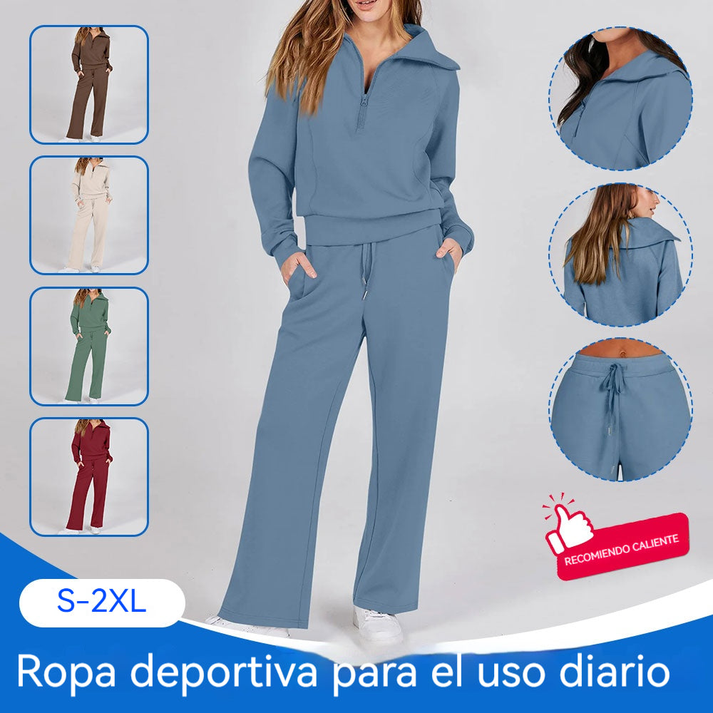 🔥S–2XL Conjunto casual elegante, sudadera de manga larga y pantalón ancho
