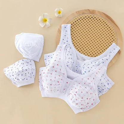 🔥【4-dielna súprava】 4-dielna súprava spodnej bielizne z čistej bavlny v štýle malého tielka pre ženy stredného a staršieho veku, plus size