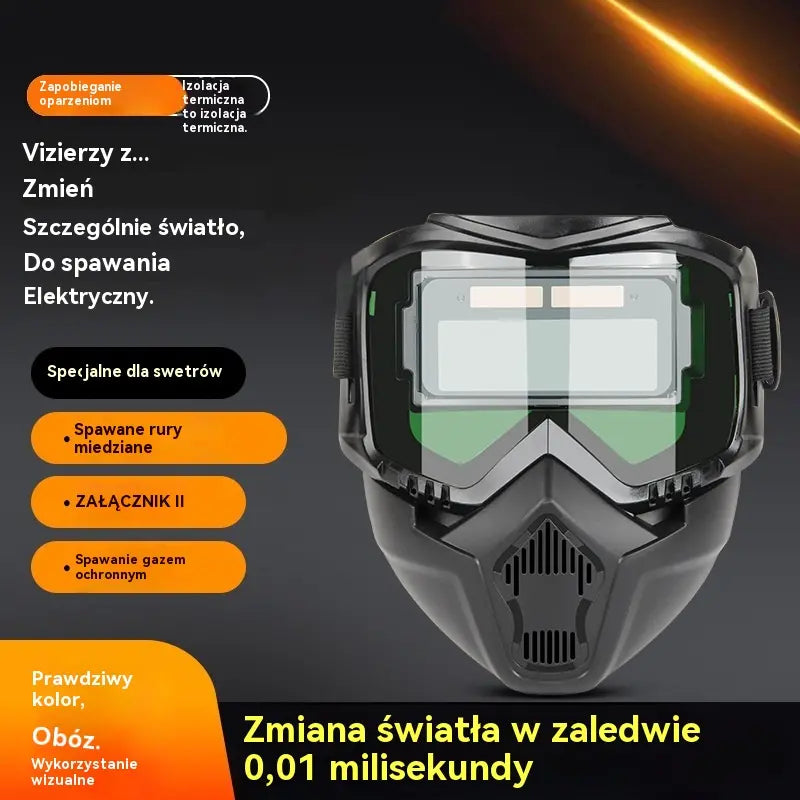 🔥【Zniżka 50%】😎W pełni automatyczny hełm spawalniczy z funkcją zmiany światła, mocowany na głowie, wygodna, przewietrzająca i odporna na parowanie.