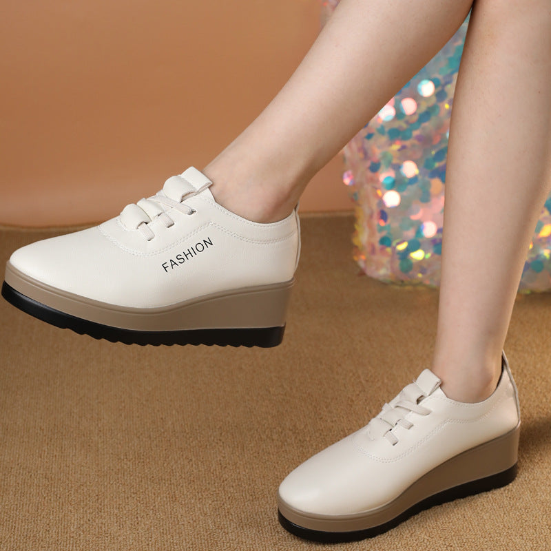 【35-42】Damskie skórzane buty z grubą podeszwą, nowy jesienny trend w modzie