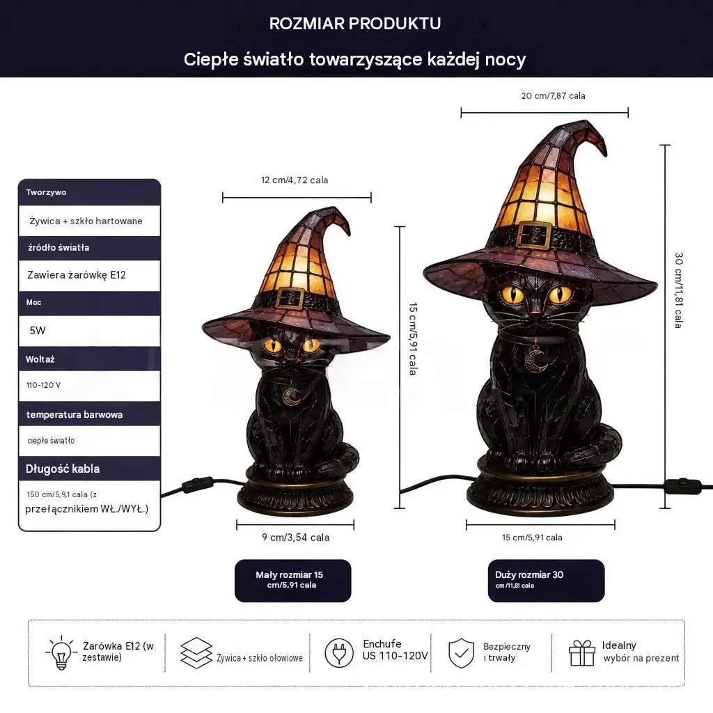 🧙‍♀️✨Lampa w kształcie kapelusza czarownicy, ozdoba z żywicy, ozdoba na biurko, lampa stołowa