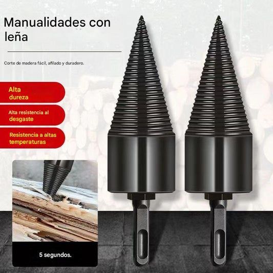 ⚙️【42 mm broca divisora de leña + 3 tipos de vástago】 Broca divisora de leña eléctrica de acero reforzado, potente y sin esfuerzo