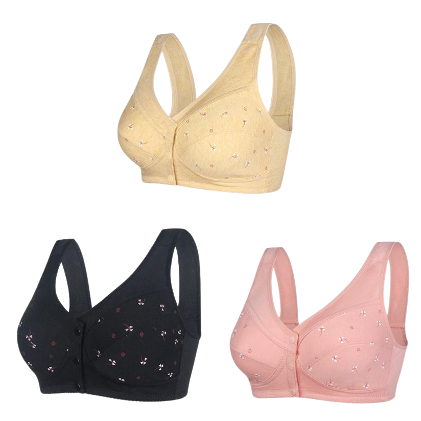 ✨【Cumpără 3 primești 3 gratis】💞[40-105kg]Sutien elegant din bumbac cu nasturi în față pentru femei de vârstă mijlocie🎉49% REDUCERE