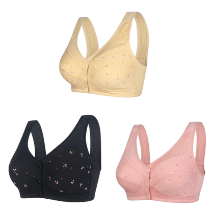 ✨【Cumpără 3 primești 3 gratis】💞[40-105kg]Sutien elegant din bumbac cu nasturi în față pentru femei de vârstă mijlocie🎉49% REDUCERE
