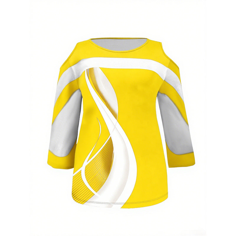 👚Specjalne oferty Plus Size👚Najlepiej sprzedający się top z odkrytymi ramionami w blokach kolorów