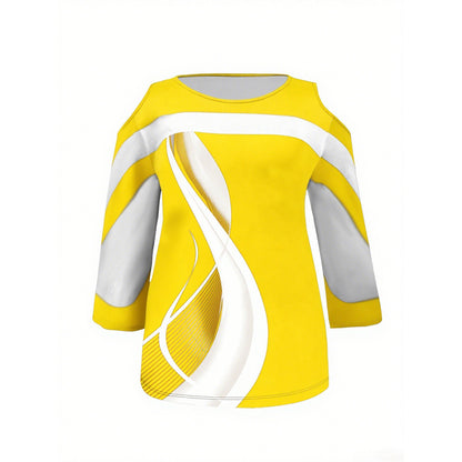 👚Specjalne oferty Plus Size👚Najlepiej sprzedający się top z odkrytymi ramionami w blokach kolorów