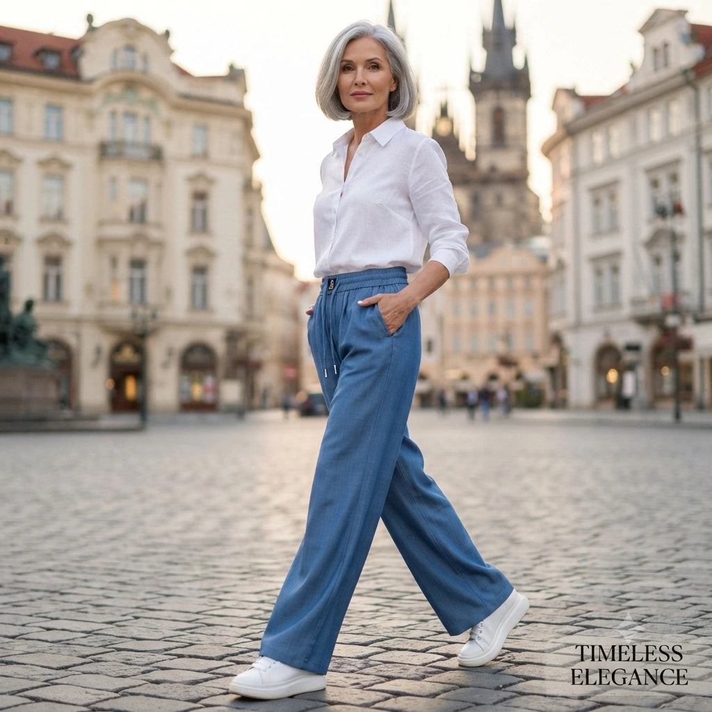 ❤️【S-3XL】Jedwabne jeansy z wysokim stanem i szerokimi nogawkami, luźne i przewiewne, świetnie się układają.