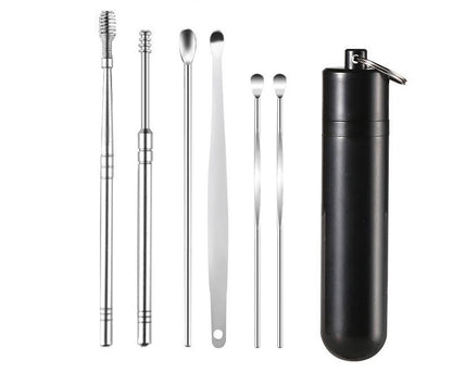 👂6 darabos fülzsír-eltávolító eszközkészlet tárolócsővel | Teljes fülápoló készlet – 6 az 1-ben eszközök! 👂