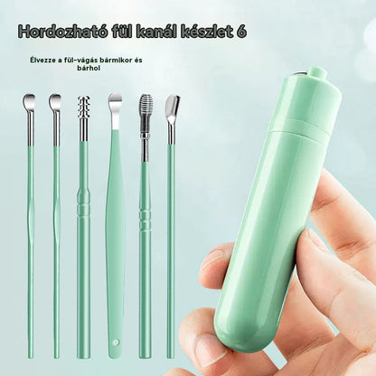 👂6 darabos fülzsír-eltávolító eszközkészlet tárolócsővel | Teljes fülápoló készlet – 6 az 1-ben eszközök! 👂