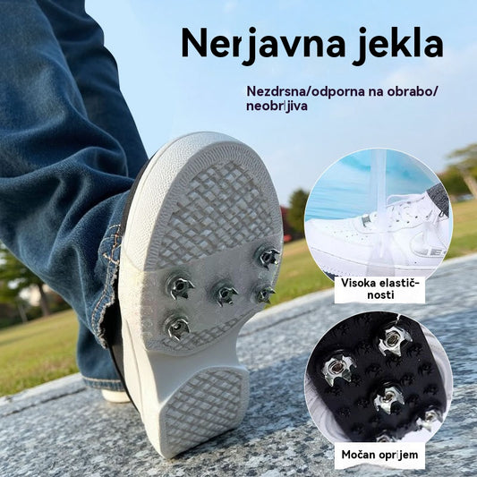 👴🚶🏔️❄️【50 % popust】Nevidne dereze s petimi zobmi, protizdrsne, zunanje dereze, primerne za zimski turizem, gorništvo, plezanje in zimske ledene površine, obvezna oprema za starejše.