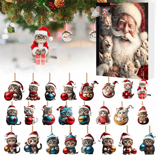 🔥🐈🎄10 sztuk😻Zawieszki do dekoracji choinki w kształcie kotka，Mały wisiorek z akrylu, drukowany na płasko w technologii 2D
