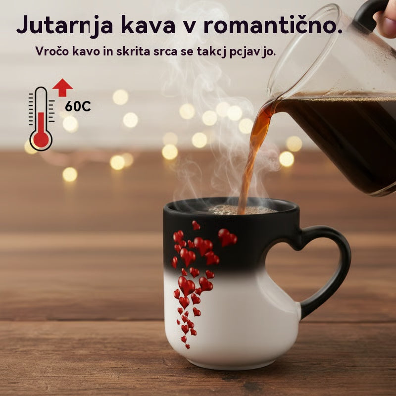 📢📢50 % popust!!! ⏰ Valentinova keramična skodelica v obliki srca, ki spreminja barvo💝✨