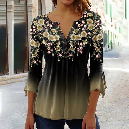 👚【S-5XL】2026 nowy styl, modna koszulka z nadrukiem i dekoltem w serek