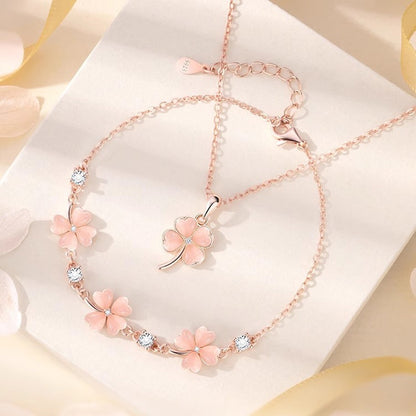 🎁【Kup 1, otrzymaj 1 gratis】💖【Naszyjnik + Bransoletka】🍀💎Zestaw naszyjnika i bransoletki ze srebra 925 z czterolistną koniczyną