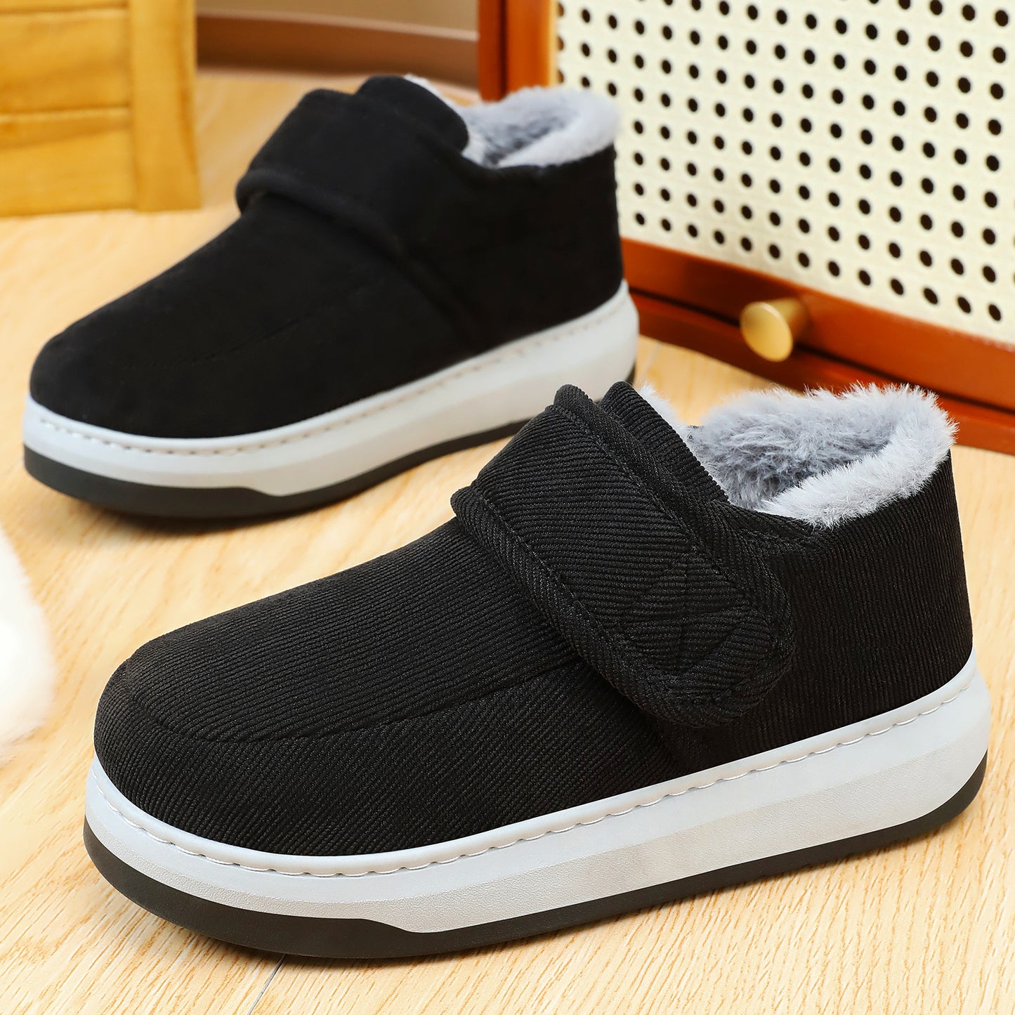 🔥❤❄Téli pamut papucsok időseknek, meleg pamutcipő polár béléssel középkorúaknak és időseknek kültéri viseletre
